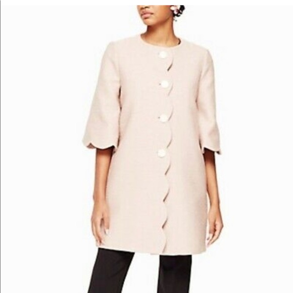 Kate Spade Pink Scallop Tweed Coat - Picture 2 of 6